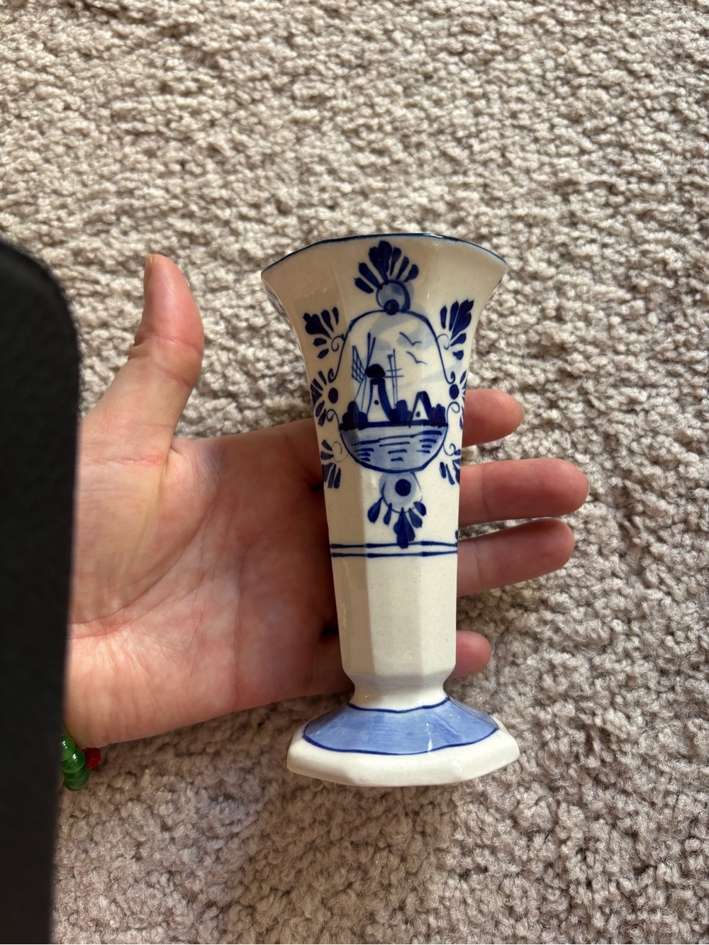 small royal delft blue and white flower trumpet vase